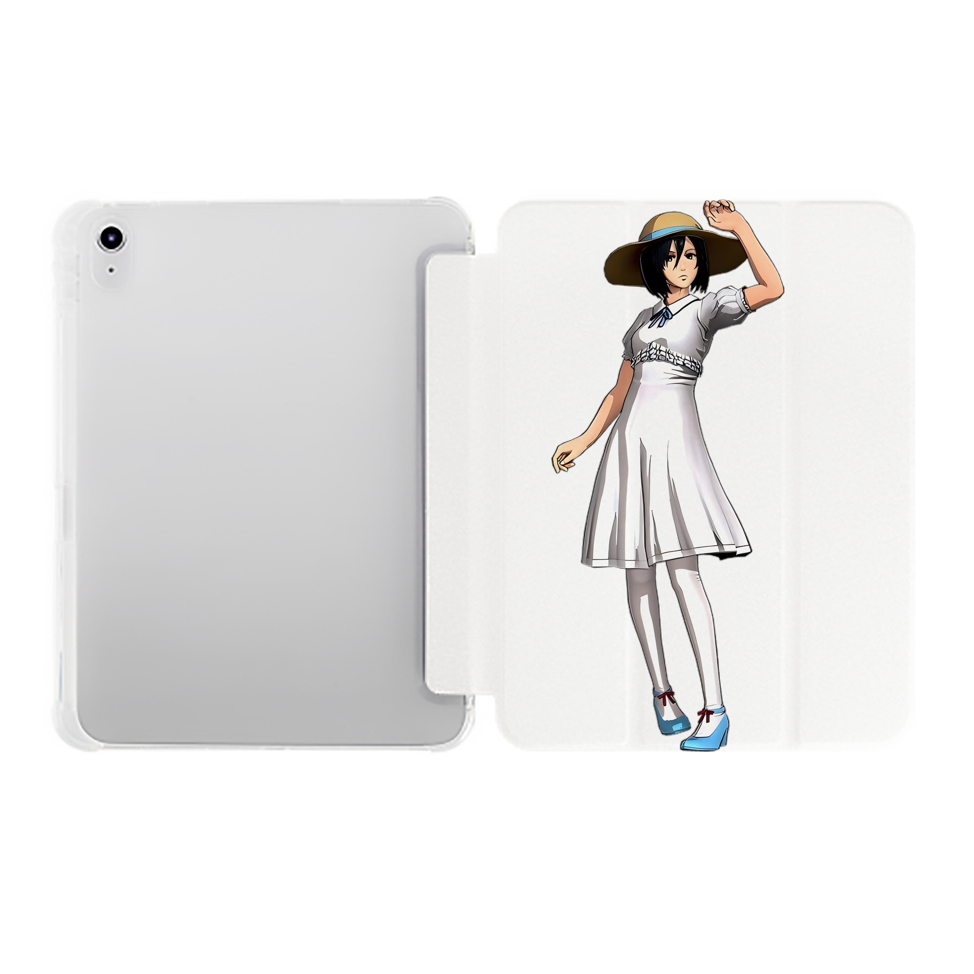 （画像用） 進撃の巨人 ミカサ·アッカーマン Attack on Titan Mikasa Ackerman IPad ケース ペン収納付き 三つ折りスタンド PUレザー×シリコン 対応機種9.5/10.5/10.9インチ